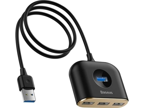Baseus Square round 4-in-1, USB 3.2 Gen 1 (3.1 Gen 1) Type-C, USB 2.0, USB 3.2 Gen 1 (3.1 Gen 1) Type-A, 480 Mbit/s, Svart, 1 m, USB
