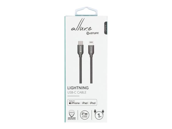 eSTUFF - Lightning-kabel - Lightning hann til USB-C hann - 1 m - stål - Power Delivery-støtte