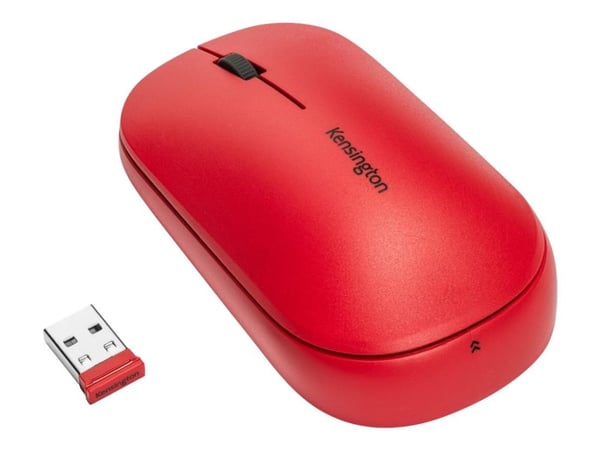 Kensington SureTrack - Mus - optisk - 4 knappar - trådlös - 2.4 GHz, Bluetooth 5.0 LE, Bluetooth 3.0 - trådlös USB-mottagare - röd