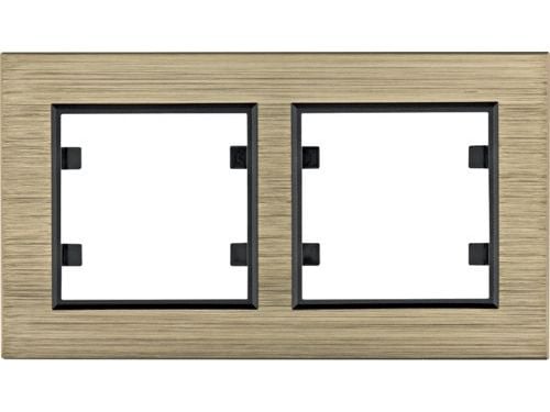 Hager Polo Lumina passion 2-gang horizontal double aluminum frame (WL9224)