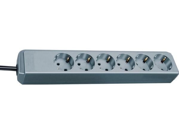 Brennenstuhl Eco-Line, 6 AC-pistorasia(a), Tyyppi H, Harmaa, Hopea, 1,5 m, 330 mm
