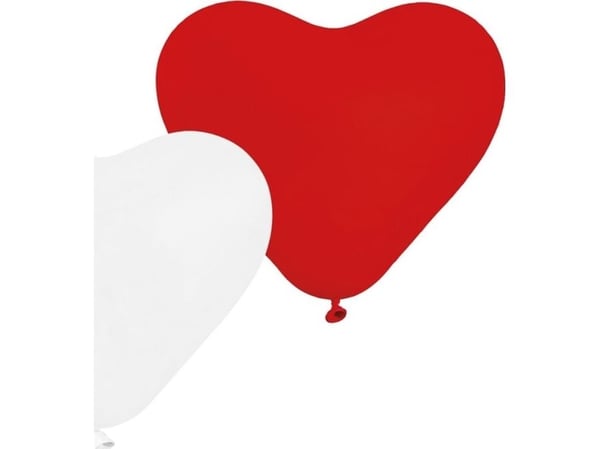 GMR ballonger hjerter rød/hvit - 25 cm - 5 stk, universell