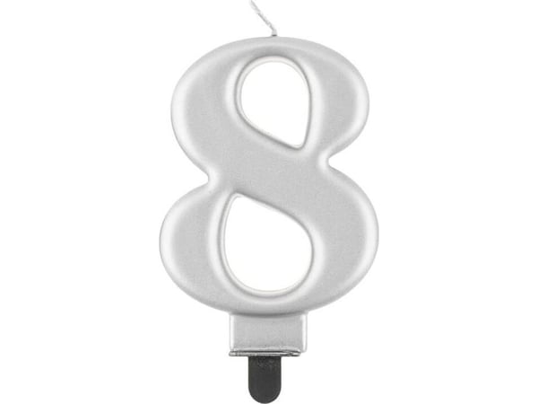 GoDan bursdagslys “8” sølv 8 cm