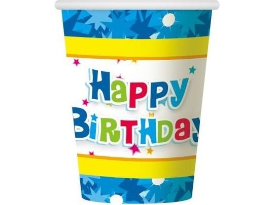 GoDan Happy Birthday blå papirkopper (17078)