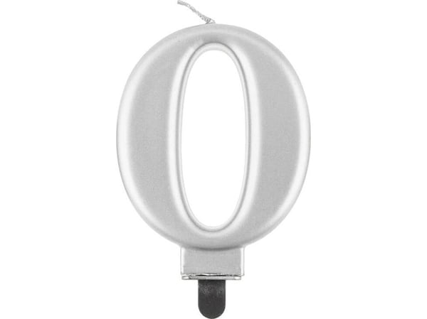 GoDan bursdagslys "0" sølv 8 cm