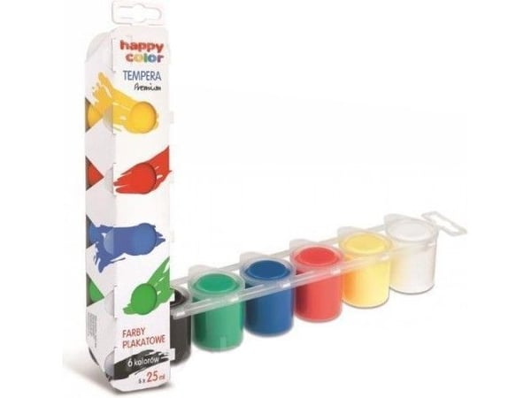 Happy Color Tempera Premium affischfärger 6 färger 25 ml