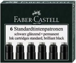 Faber-Castell mustepatruunat standard musta, Sort, 6 kpl, Sort