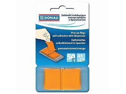 Indexflikar med dispenser Donau PP 45x25 mm, 50 st, orange (7558001PL-07)