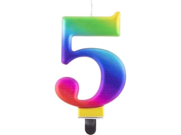 GoDan Syntymäpäiväkynttilä "5" monivärinen 8cm