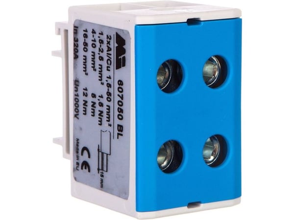 EURO 2-kiskoliitin 1,5-50mm2 harmaa-sininen multiOTL 50 2xAl/Cu 607050 BL 607050BL 607050BL