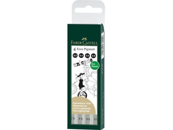 Faber-Castell 167004, Svart, Polypropylen (PP), Pigmentbasert blekk, 4 stykker