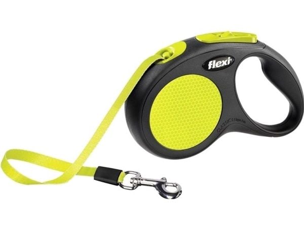 flexi New NEON bånd S, 5M, 15KG, musta/neon gul