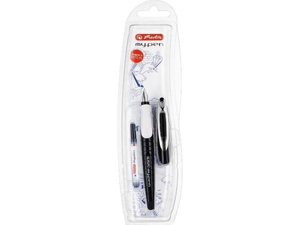 herlitz fyllepenn my.pen, spissbredde: M, svart og hvit for høyrehendte, ergonomisk gummigrepssone, hette med (10999746)