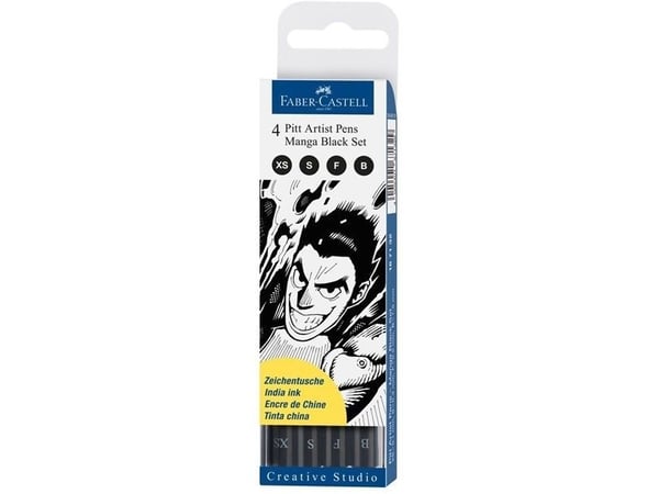 Faber-Castell 167132, Svart, Svart, Pigmentbasert blekk, 4 stykker