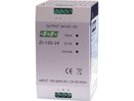 Kytkentätoiminen virtalähde 230VAC/24VDC 120W 5A ZI-120-24V