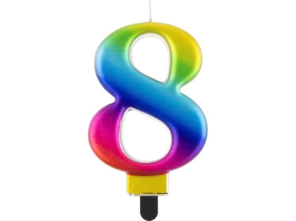 GoDan bursdagslys "8" multicolor 8 cm