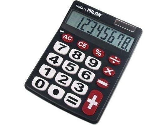 Milan 151708BL, Desktop, Grunnleggende, 8 sifre, Batteri/Solcelle, Svart