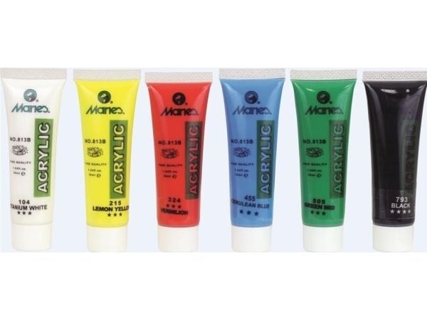 Maries akrylfarger 6 farger i rør 30 ml