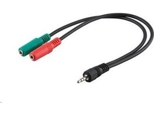 PremiumCord Jack 3.5mm - Jack 3.5mm x2 kaapeli 0.15m musta (kjr-33)