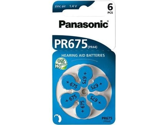Panasonic batteri til høreapparat PR44 6 stk.