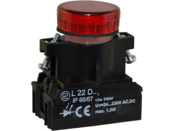 Promet signallampa 22 mm röd 24–230V AC/DC (W0-LDU1-L22D C)