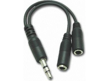 PremiumCord Jack 3,5 mm - Jack 3,5 mm x2 0,1 m kabel svart (kjr-02a)