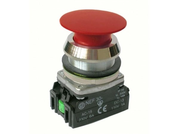 Kontrollknapp Promet 30 mm med fjäderretur 1Z 1R röd - W0-NEF30-D XY C