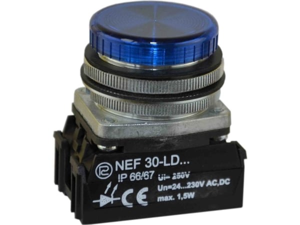 Promet signallampe 30 mm blå 24-230V AC/DC W0-LDU1-NEF30LD N