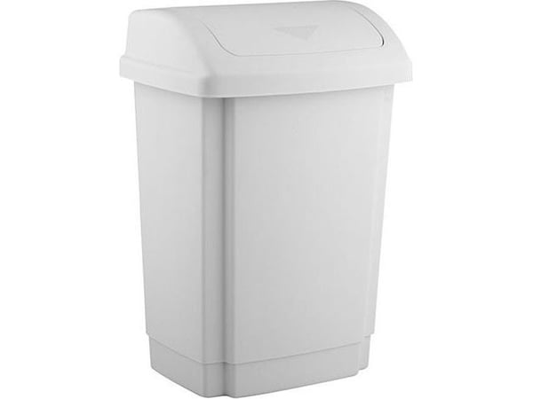 Plast team avfallsbeholder med svinglokk 15 liter hvit PP, med svinglokk, avtagbart lokk, 1 stk (13460800)