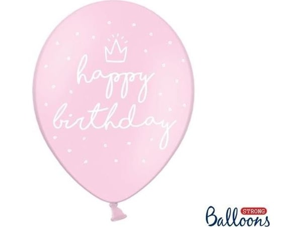 PartyDeco SB14P-244-081J-6, Toy balloon, Latex, Rosa, Hvit, Bursdag, Oval, 30 cm