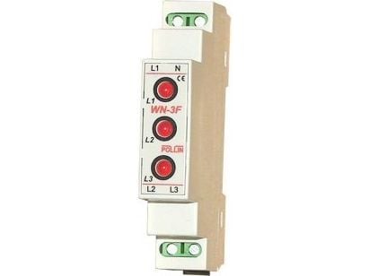 Pollin LED 3-vaiheinen jännitteen ilmaisin 3 x 400V AC TH35 (WN-3F)