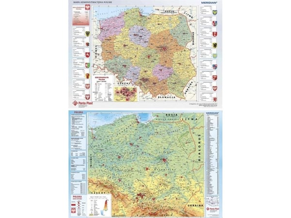 Panta Plast dobbeltsidig skrivebordsplate med kart over Polen - 196091