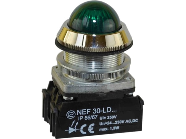Promet signallampe 30 mm grønn 24-230V AC/DC LED (W0-LDU1-NEF30LDS Z)