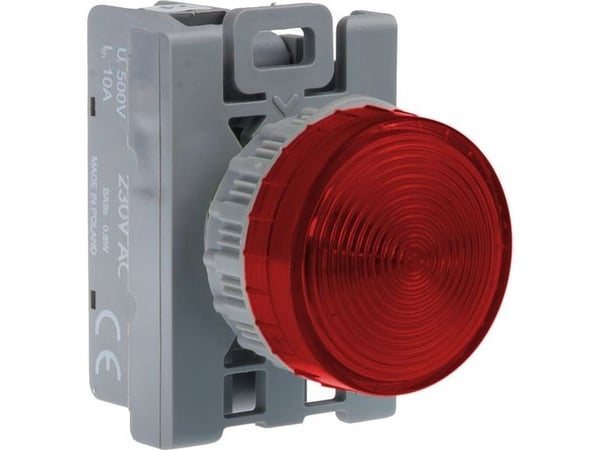 Spamel Signallampa 22mm röd (SP22-LC-230-BA9S.)