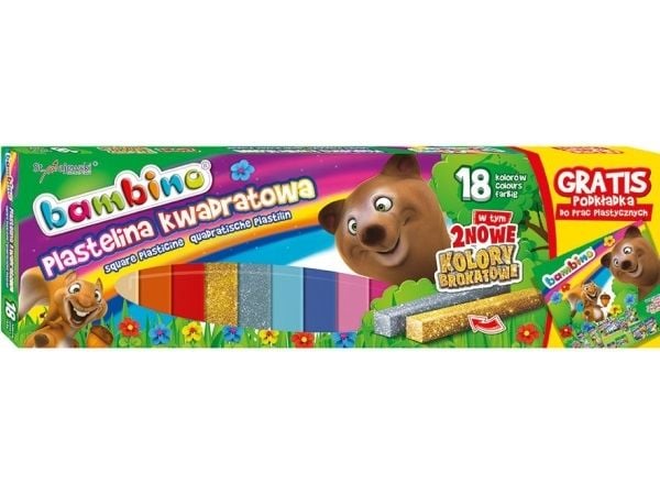 Bambino plastelina kvadratisk 18 farger