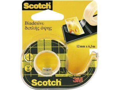 Scotch Dobbeltsidig selvklebende tape 12 mm 6,3 m på dispenser (SC5006)