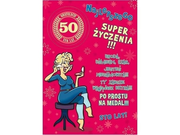 Stamp Karnet Party – klistremerke-kort B6 + konvolutt, 50 års bursdag wz01