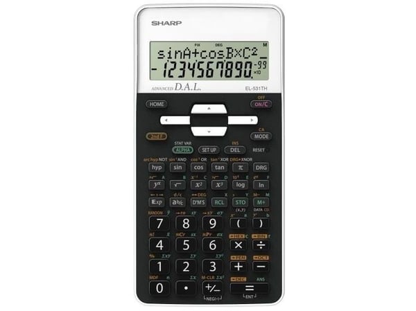 Sharp EL-531TH, Lomme, Vitenskaplig, 10 sifre, 2 linjer, AC/DC, Sort, Hvit