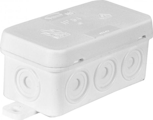 Simet vattentät kopplingsdosa N/T 85x45x39mm IP54 med integrerad kabelgenomföring vit N8 (83008006)