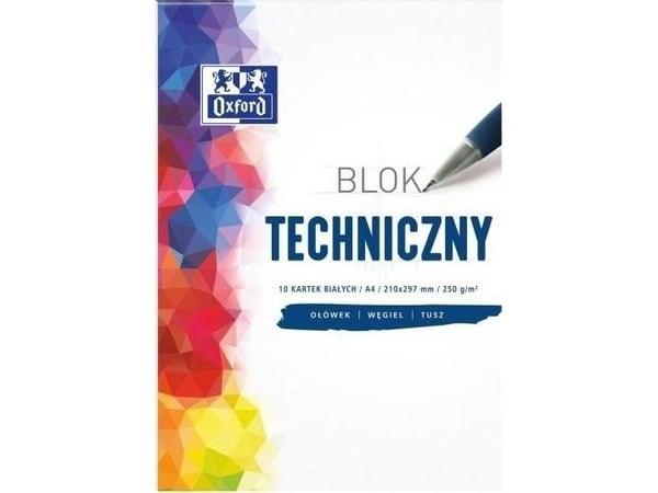 Teknisk blokk A4/10K 250 g hvit (20 stk) OXFORD