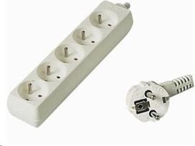 PremiumCord PP5-03, 3 m, Tyyppi E / F, Valkoinen, 5 AC-pistorasia(a), 250 V, 10 A