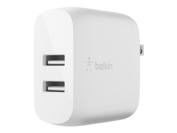 Belkin BoostCharge - Strømadapter - 24 watt - QC 3.0 - 2 utgangskontakter (USB) - hvit