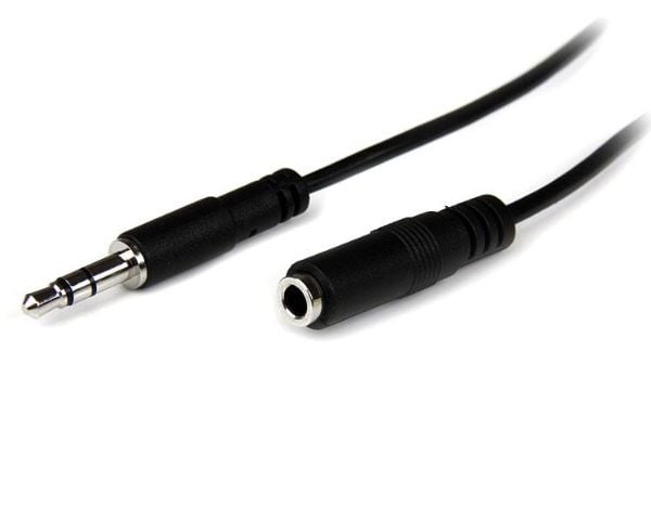 Startech 1m Slim 3.5mm Stereo Extension Audio Cable - M/F - Mini stereo Extension - 3.5mm Extension - heaDPhone Ext cord (MU1MMFS) - Lydforlengelse...