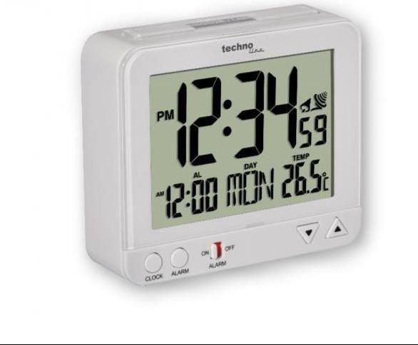 Technoline WT 195, Digital vekkerklokke, Hvit, LCD, AA, 96 mm, 80 mm