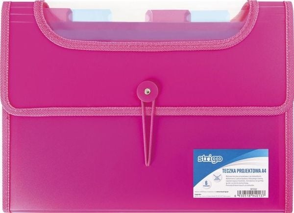 Strigo A4-perm med 6 skilleark V-file rosa