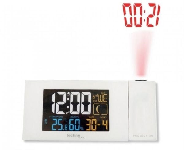 Technoline WT 537, Digital vekkerklokke, Hvit, Temperatur, Tid, AAA, 165 mm, 75 mm