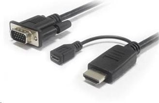 PremiumCord HDMI-VGA-kaapelisovitin mikro-USB-virtaliittimellä - Musta