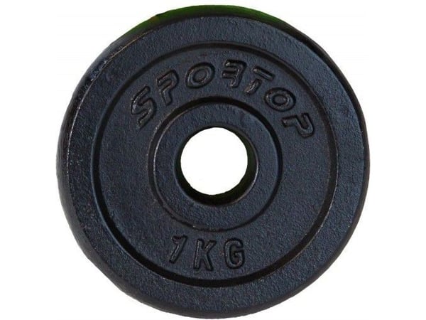 Sportop vektskive i støpejern 1 kg Ø26