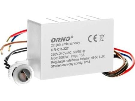 Orno skymningsrelä med sensor 10A 230V 5-50lx (OR-CR-227)