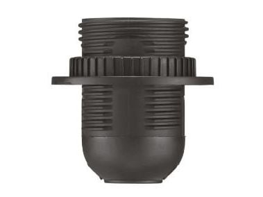Lampeholder E27 - 1 termoplast sort med krage D.3006